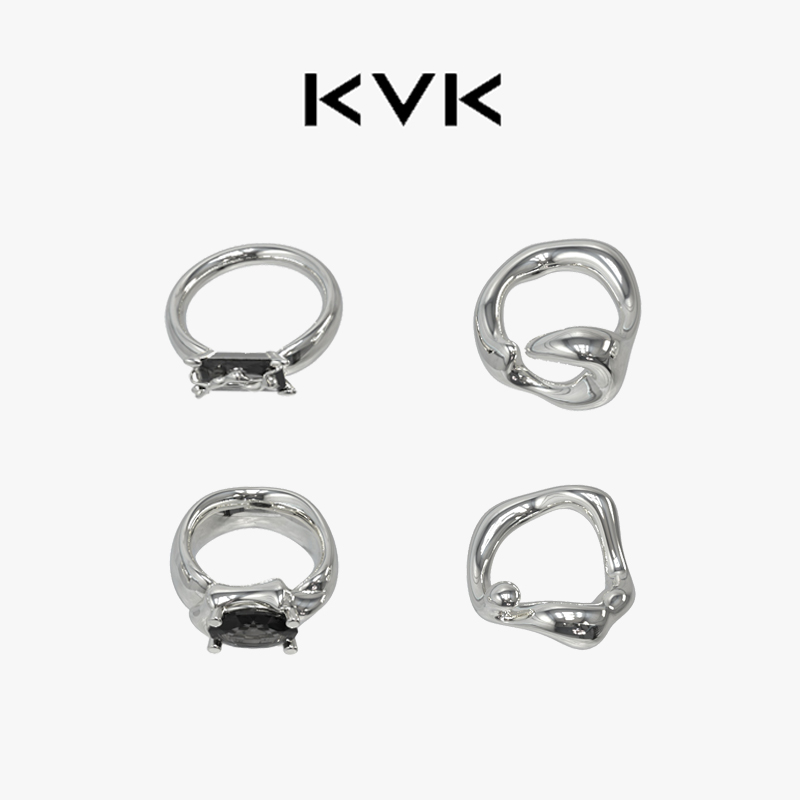 kvk925银小众设计感组合戒指