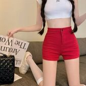 复古水洗紧身弹力包臀A字热裤 女美式 显瘦牛仔短裤 y2k辣妹修身