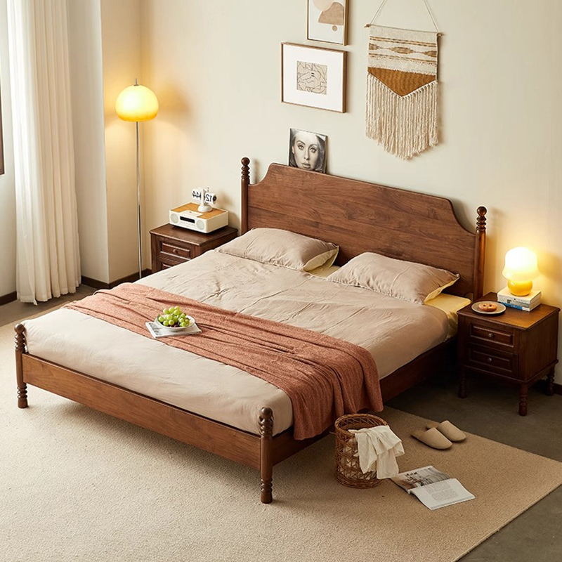 逸涵木业北美黑胡桃木双人床新品
