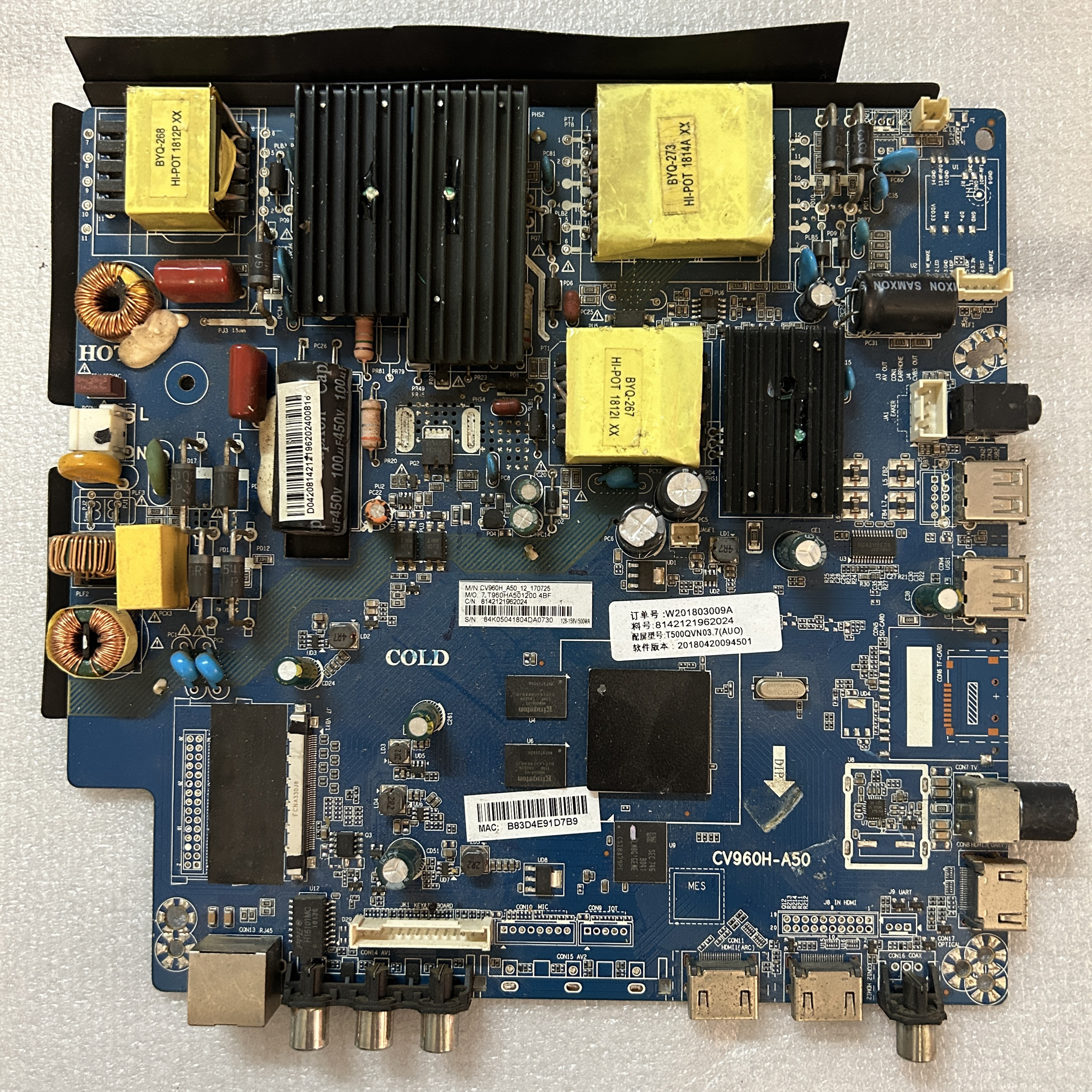 原装PPTV PTV-50VU4 50C4 50NU4 55CE1850D2主板CV960H-A50