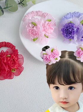 儿童花朵公主超仙头绳小女孩扎头发丸子头编发发饰小学生跳舞头绳