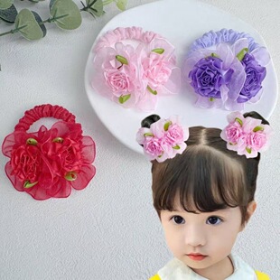 儿童花朵公主超仙头绳小女孩扎头发丸子头编发发饰小学生跳舞头绳