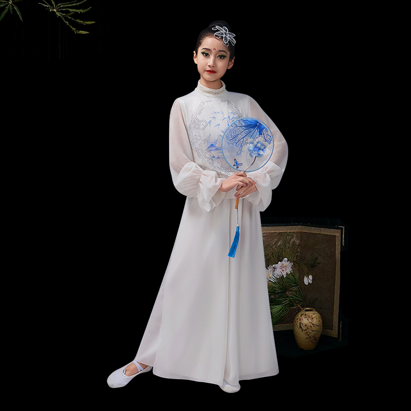 青花瓷舞蹈服国风儿童古典舞服装