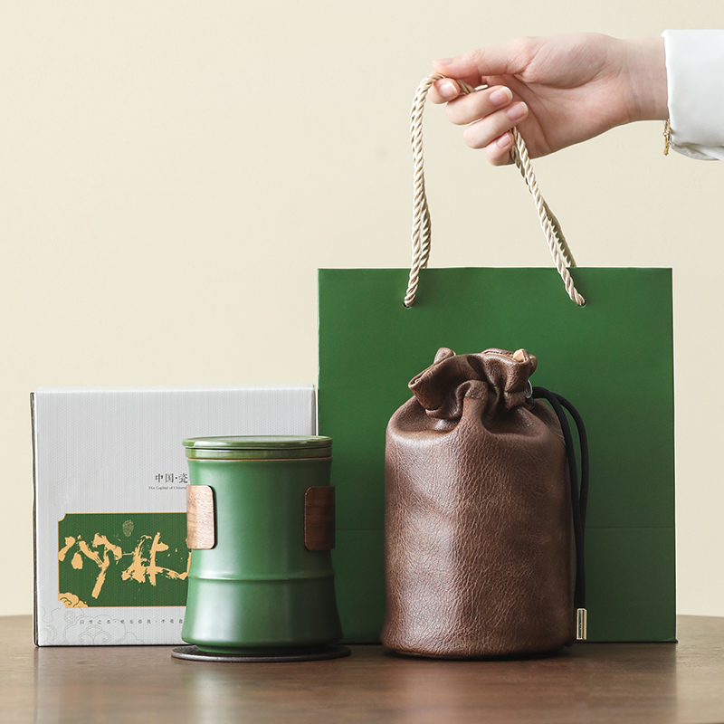 竹节陶瓷水杯简约防烫马克杯大号杯茶杯个人杯旅行装定制端午礼品