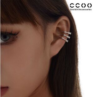 CC&OO气质超闪镶钻C圈叠戴耳夹女轻奢高级感无耳洞耳骨夹耳环耳饰