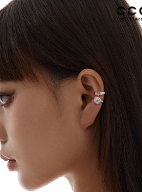CCOO轻奢小众设计爆闪镶钻耳夹女2026新款无耳洞耳骨夹高级感耳饰