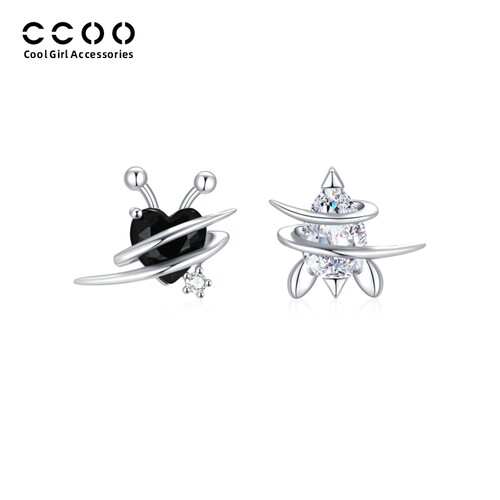 ccoo925银针耳钉飞船耳夹