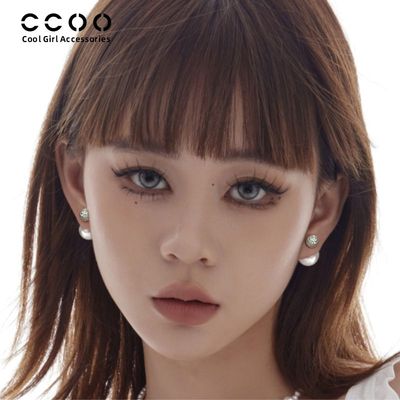 CC&OO925纯银针密镶仿珍珠耳钉女轻奢闪耀气质优雅法式高级感耳环