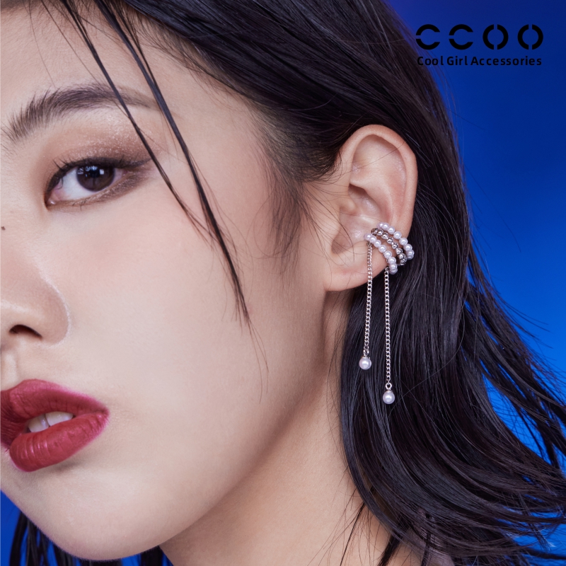 CCOO无耳洞耳饰珍珠流苏耳骨夹