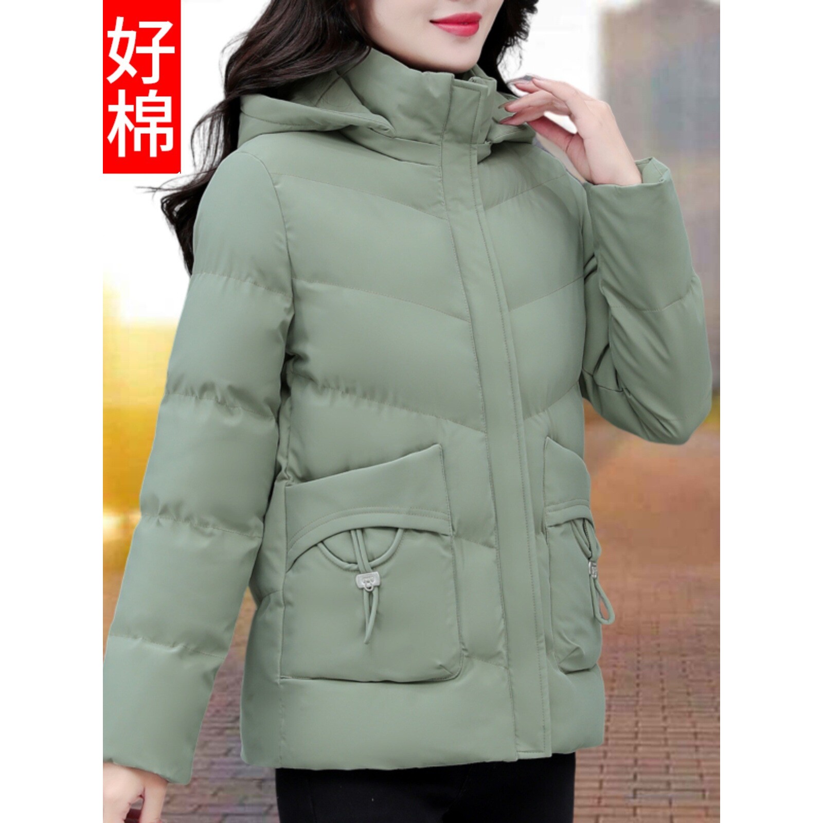 撤柜女士短款羽绒棉服冬季新款宽松中年妈妈休闲棉袄棉衣加厚外套