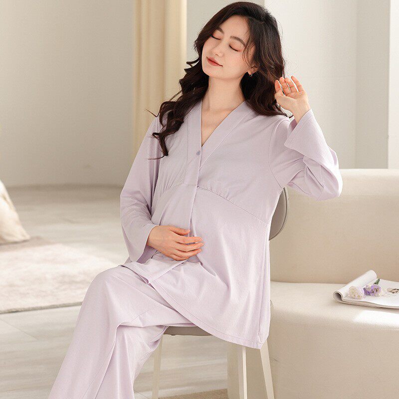 撤柜新款夏季月子服带胸垫棉质薄款孕妇可哺乳家居服睡衣女春夏秋