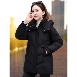 撤柜中长款棉衣女款年冬季新款宽松休闲棉袄外套连帽加厚保暖棉服