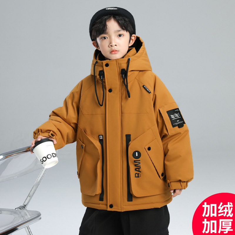 品牌断码男童棉服冬季新款加绒加厚派克服中大儿童男孩冬装冲锋衣