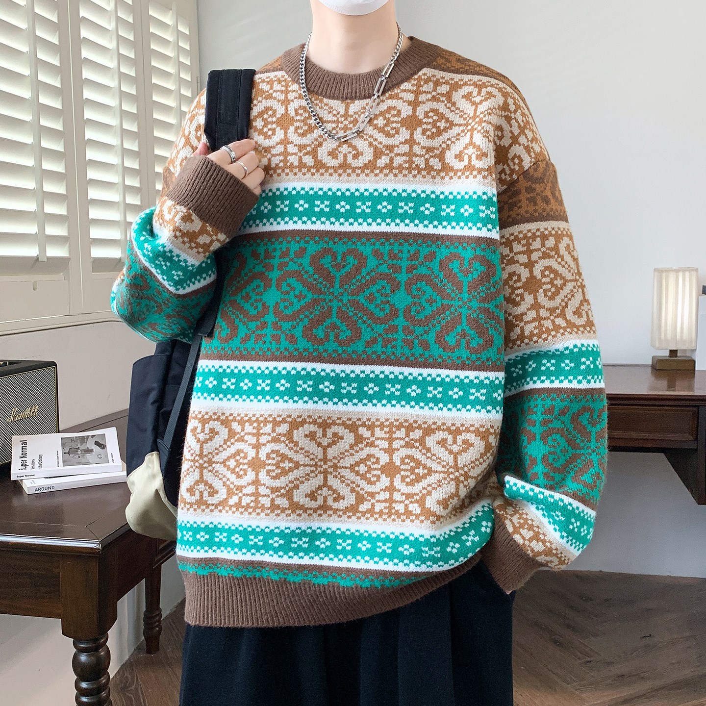 唯品会秋冬季加厚毛衣男孩初中高中学生针织打底衫青少年大童保暖