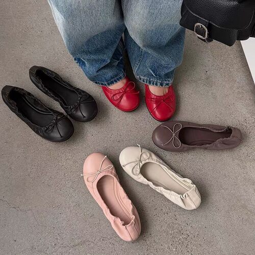 日本珍单鞋女春夏季摇摇鞋蝴蝶结新款女鞋浅口玛丽芭蕾舞鞋蛋卷鞋