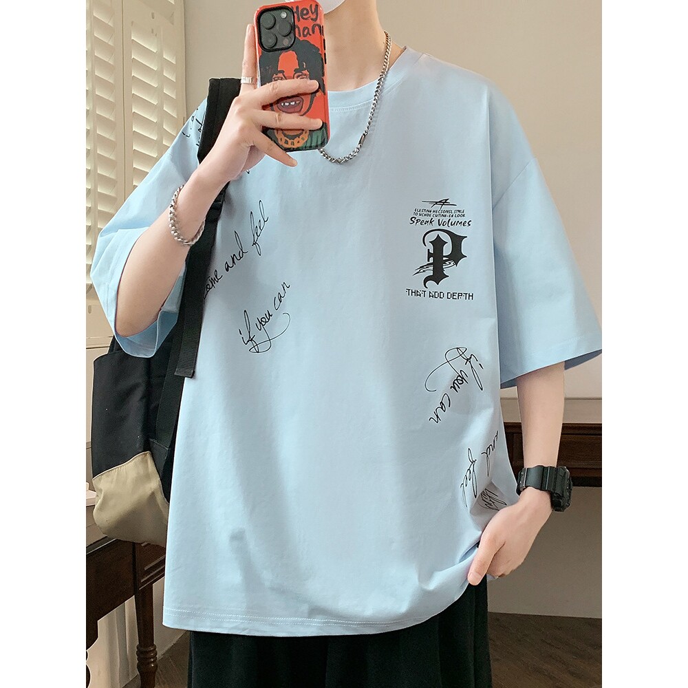 撤柜夏季宽松短袖t恤男孩-岁初中高中学生半袖衣服青少年夏装