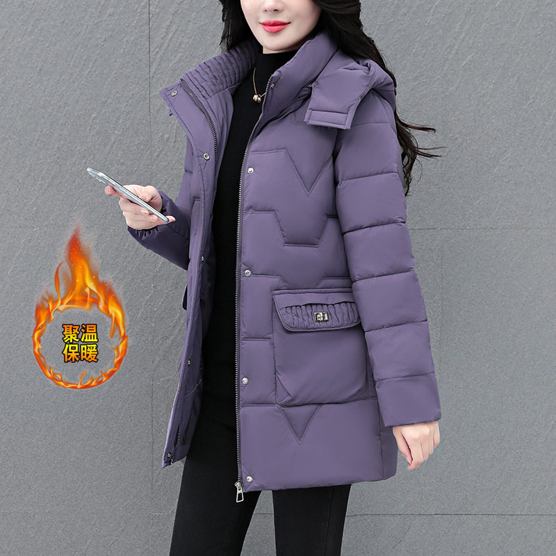 撤柜女士棉衣棉服女冬季加厚保暖夹棉中长款外套新款大码女装棉袄