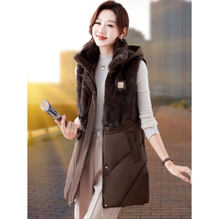 撤柜中长款羽绒棉马甲女士秋冬季新款爆款妈妈装坎肩外穿加厚马夹