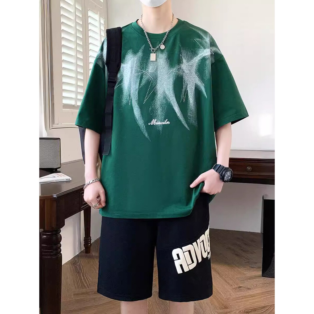 撤柜青少年短袖t恤男孩-岁初高中学生潮流帅气大童男装夏装套装