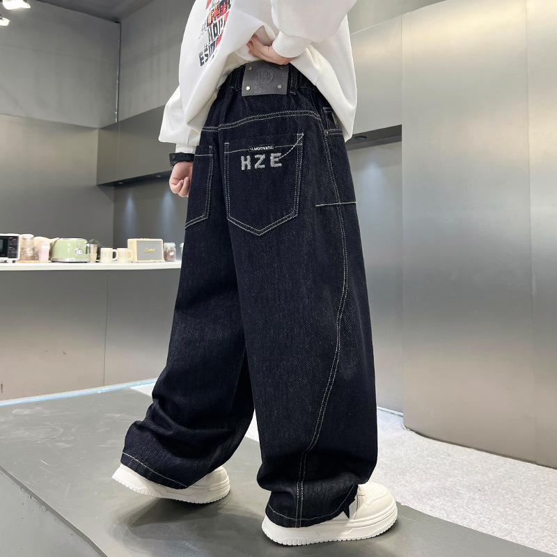 进口时尚儿童装男童秋装裤子新款春秋款中大童酷帅牛仔裤秋季男孩