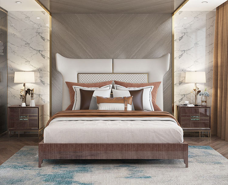 欧式美式古典实木别墅家具现代意式CG21大床双人床床头柜