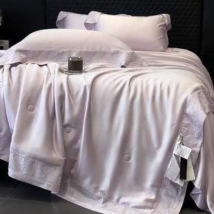 简约风高级感天丝夏凉被四件套夏季裸睡凉感薄款冰丝空调被可机洗