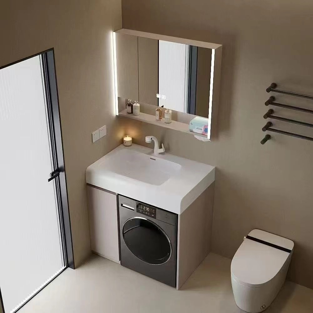 小户型洗衣机洗手盆面盆一体柜可丽耐机上盆卫生间实木组合洗漱台