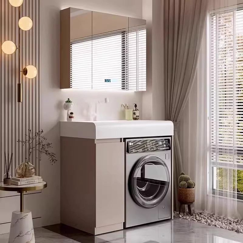 小户型洗衣机洗手盆面盆一体柜卫生间组合柜定制洗漱台浴室柜组合
