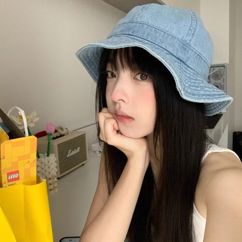 日系素颜防晒遮脸牛仔渔夫帽女圆顶显脸小遮阳帽春夏新款透气盆帽