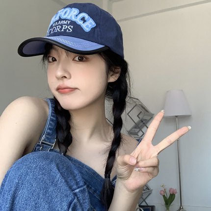 小众做旧字母皮边鸭舌帽子女2022新款春夏季复古y2k棒球帽学生潮