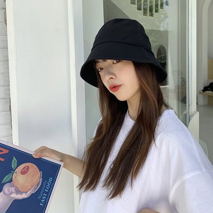 ins纯色百搭帽子女夏季遮阳防紫外线韩版渔夫帽网红遮脸盆帽春秋