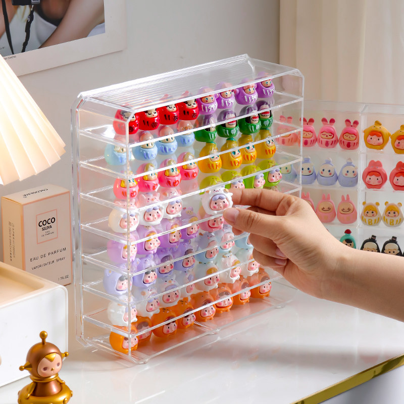 可爱萌粒展示盒百人团小盲盒萌粒收纳盒透明乐公仔摆件积木展示柜,收纳整理,桌面收纳盒,淘宝优惠券,粉丝福利购,淘宝优惠卷