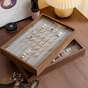 戒指收纳盒精致木质玉扳指耳饰耳钉首饰盒徽章勋章带盖收藏置物盒