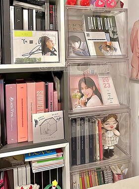 专辑收纳盒透明cd光碟展示架漫画书磁带唱片收藏亚克力存放置物柜