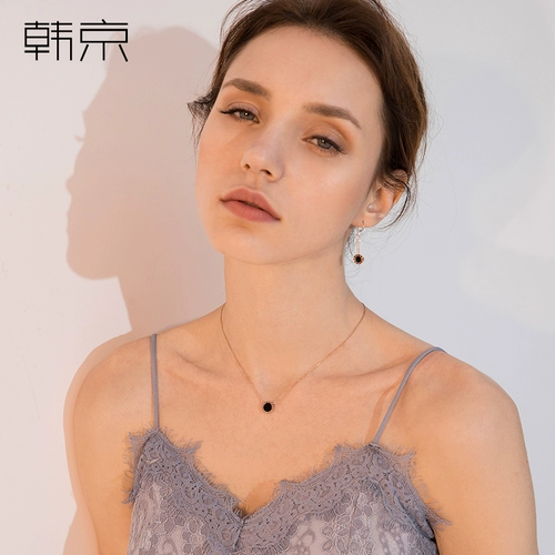 韩京 Золотое модное ожерелье из нержавеющей стали, универсальная подвеска, цепочка до ключиц, аксессуар, розовое золото, японские и корейские, популярно в интернете