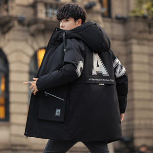 青少年羽绒棉服男孩初中高中学生加厚中长款棉衣外套大童冬装棉袄