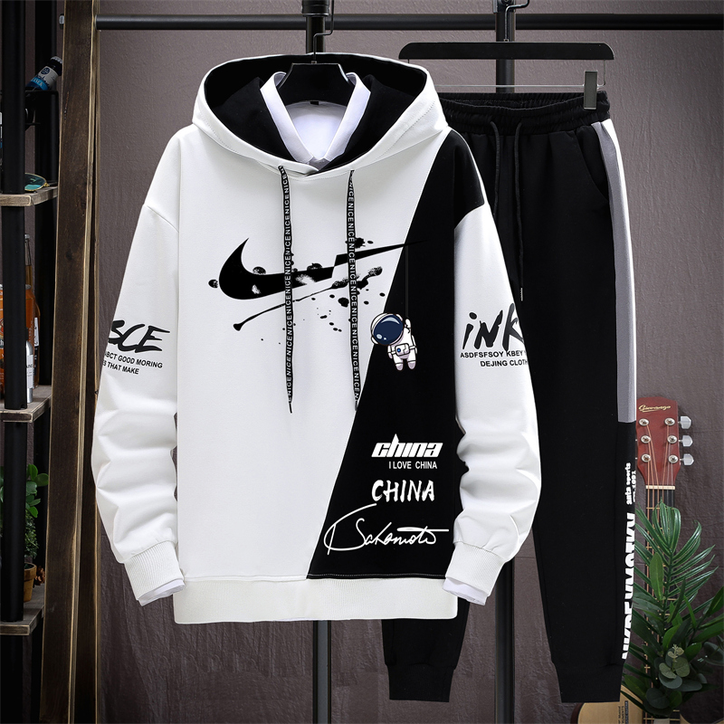 青少年春秋季卫衣男孩潮流外套高中初中学生运动套装帅气大童春装