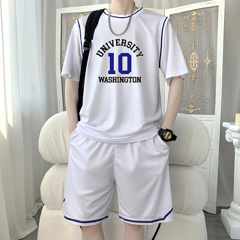 青少年夏季篮球衣服男孩运动套装初高中学生t恤短袖短裤大童夏装