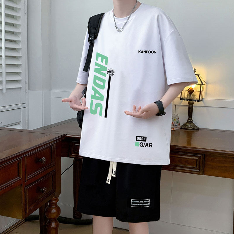 青少年运动套装13-15岁初中高中学生纯棉短袖t恤大童男装帅气夏装