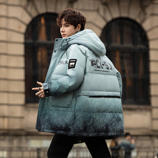 冬季羽绒棉服外套男款初中高中学生加厚保暖棉袄青少年中长款棉衣