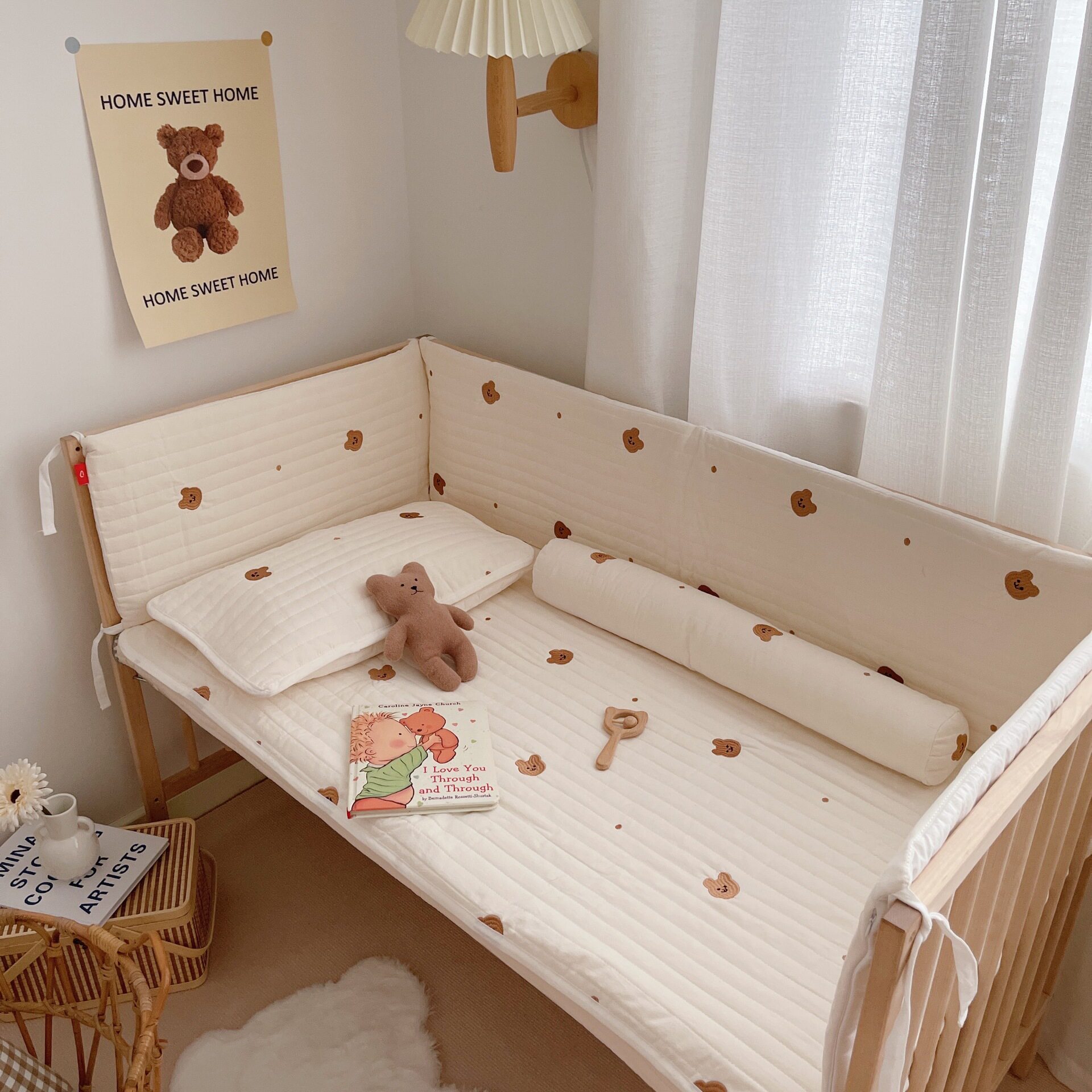 定做新生婴儿床围软包可拆洗防撞挡护栏ins儿童宝宝拼接床靠围纯