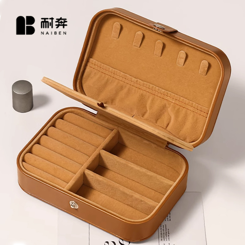复古便携首饰盒高档精致小型项链耳钉耳饰戒指黄金手饰品收纳盒子