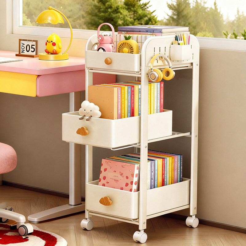 书包置物架可移动小推车桌下多层放书本零食厨房收纳架滑轮柜家用,收纳整理,整理架/置物架/收纳架,淘宝优惠券,粉丝福利购,淘宝优惠卷