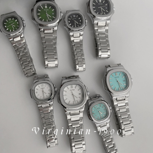 气质夜光日历情侣男表女表 方形鹦鹉螺简约时尚 Virginian1900