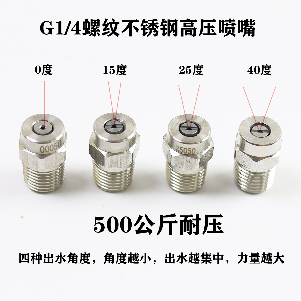 喷嘴清洗环卫车扫地机加湿冷却2分外丝不锈钢扇形高压喷头1/4螺纹