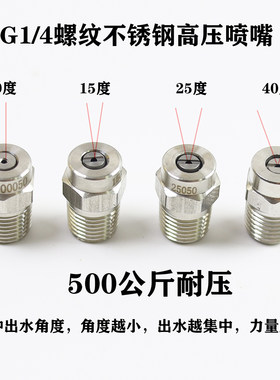 喷嘴清洗环卫车扫地机加湿冷却2分外丝不锈钢扇形高压喷头1/4螺纹
