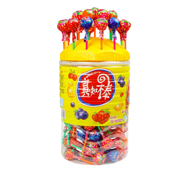 真知棒108支*1桶棒棒糖桶装什锦水果混合口味儿童糖果零食