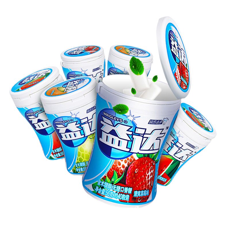 益达口香糖6盒装木糖醇56g瓶装多口味草木薄荷清新口气批发