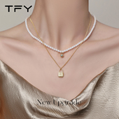 小金锁H字母钛钢项链女款 2026新款 不掉色毛衣卫衣金属叠戴颈链