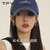 高级感巨好看耳饰女日常精致个性 双水滴耳坠耳钉2026新款 爆款 酷帅